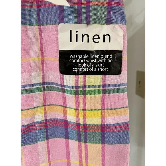 NWT Purple & More Womens Skort Pink Plaid Short Buttone Elastic - Picture 4 of 5